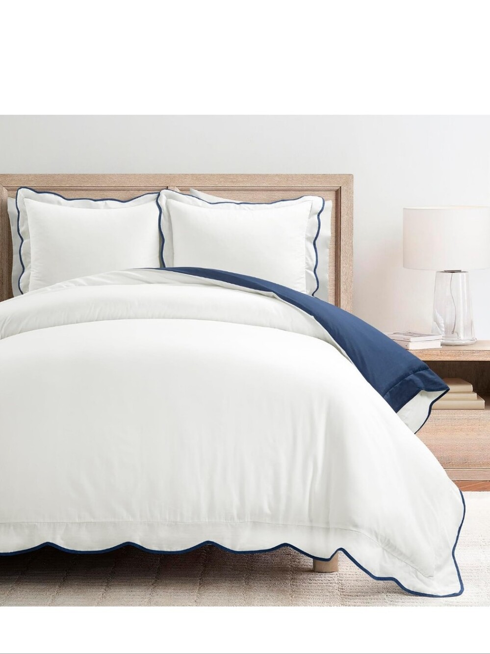 Lush Decor Coastal Chic Scalloped Edge Cotton Duvet Cover Set 3 Piece Full/queen